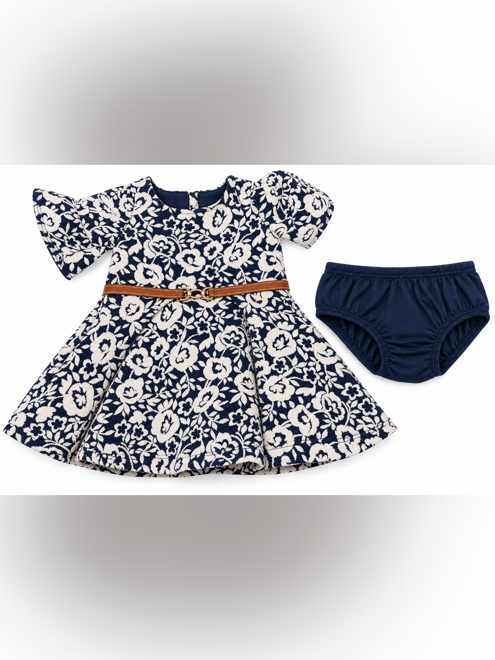 Janie and Jack Floral Jacquard Dress Set with Bloomers 3–6M